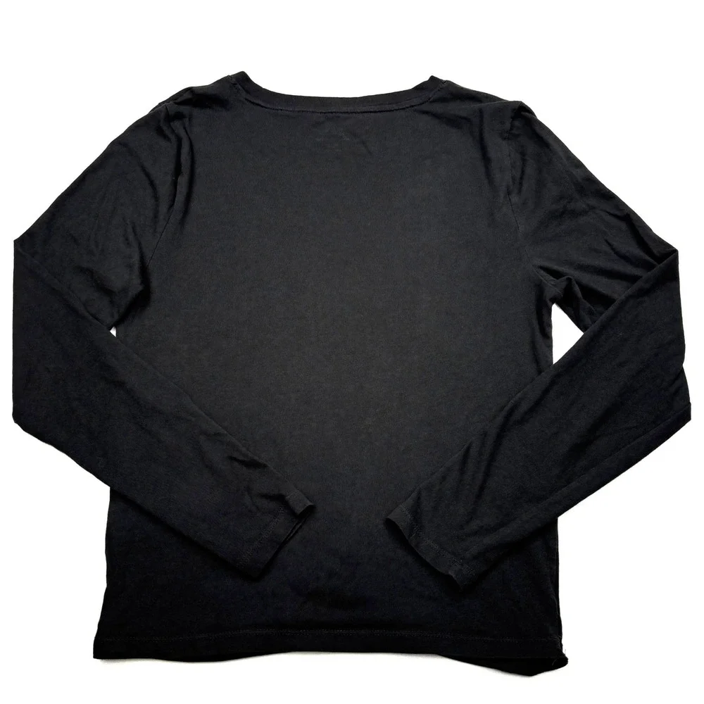 JCrew Womens Small Black Essential Tee Twist Front Long Sleeve Cotton Top BK307